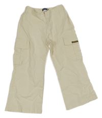 Smetanové plátěné kalhoty s kapsami 