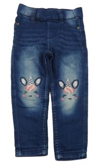 Tmavomodré džegíny s jednorožci Kiki&Koko