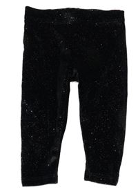 Černé třpytivé sametové legíny Disney