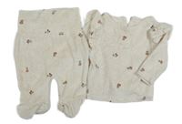 2 set - smetanové sametové polodupky s kvítky + sametové triko Primark