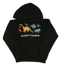 Černá mikina s dinosaury a kapucí 
