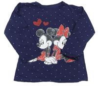 Tmavomodré triko s Mickeym a Minnie Disney