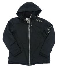 Černá šusťáková jarní bunda s kapucí a nápisem M&S