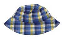 Modro-bílo-žlutý kostkovaný klobouk Tu