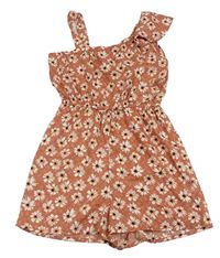 Starorůžový květovaný kraťasový overal zn. Primark