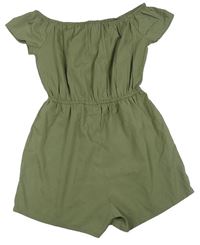 Khaki kraťasový overal New Look