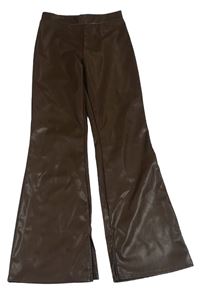 Hnědé koženkové flare legíny H&M