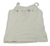 Bílý crop top s květy zn. TCM