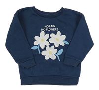 Tmavomodrá mikina s květy Primark