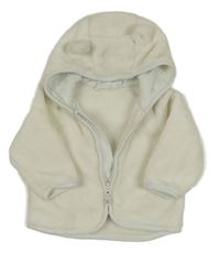 Bílá plyšová propínací mikina s kapucí zn. H&M