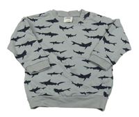 Šedá mikina se žraloky 