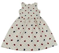 Bílo-černé puntíkaté žebrované šaty s beruškami H&M
