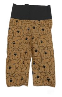 Šedo-hnědé melírované tepláky s medvědy 