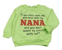 Světlezelená mikina s nápisem  