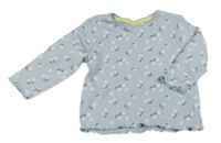 Světlemnodré květované žebrované triko Ergee