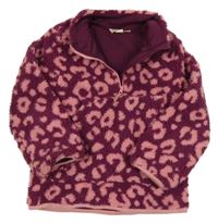 Fialovo-růžová huňatá mikina s leopardím vzorem Mountain Warehouse