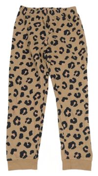 Béžovo-černo-růžové fleecové pyžamové kalhoty s leopardím vzorem M&S