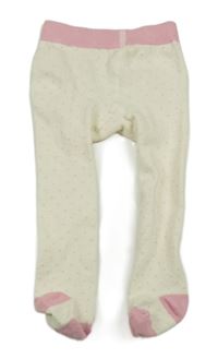 Smetanovo-růžové puntíkaté punčocháče se žabkou 