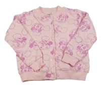 Světlerůžová žebrovaná baseballová mikina s Minnie Disney