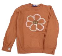 Broskvový svetr s květem Lupilu