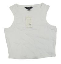 Nové - Bílý žebrovaný crop top New Look