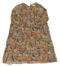 Černo-barevné květované šaty Zara