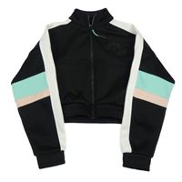 Černo-bílo-tyrkysovo-růžová crop propínací mikina C&A