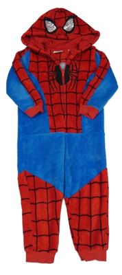 Červeno-modrá plyšová kombinéza s kapucí - Spiderman Marvel