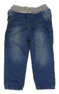 Tmavomodré teplákové rifle s úpletovým pasem Topomini