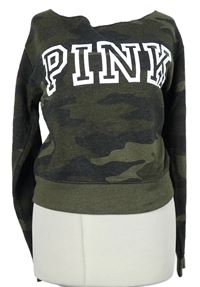 Dámská army crop mikina s logem Pink 