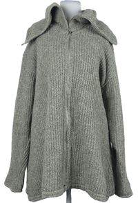 Dámský béžovo-šedý melírovaný teplý propínací svetr s límcem 