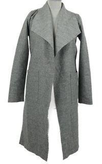 Dámský šedý flaušový kabátový cardigán 