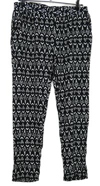 Dámské černo-bílé vzorované volné lehké kalhoty Boule 