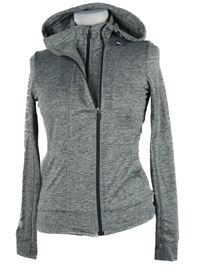 Dámská šedo-černá melírovaná sportovní funkční propínací mikina s kapucí Superdry 