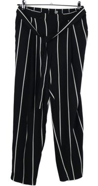 Dámské černo-bílé pruhované volné kalhoty s páskem F&F