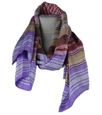 Dámská fialovo-červeno-béžová pruhovaná hedvábná šála 