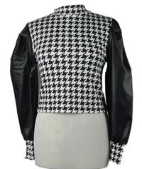 Dámské černo-bílé vzorované crop triko s nabíranými rukávy Topshop 