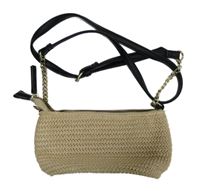 Dámská béžovo-černá slaměná crossbody kabelka Primark 