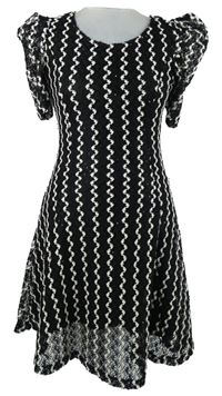 Dámské černo-bílé vzorované háčkované šaty Yumi 