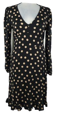 Dámské černo-béžové puntíkované šaty Roman