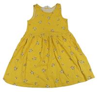 Žluté bavlněné šaty s kytičkami H&M