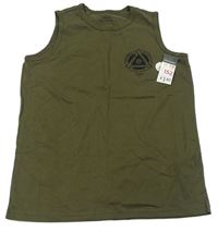 Khaki tílko s potiskem Primark