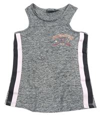 Šedý melírovaný sportovní top s nápisem a proužkem Primark