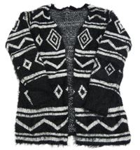 Černo-bílý vzorovaný svetrový cardigan Page one young