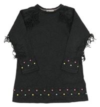 Antracitové pletené šaty s potiskem H&M