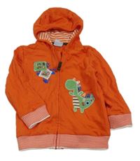 ORanžová lehká propínací mikina s dinosaurem a kapucí Just too cute