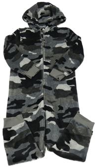 Šedá army chlupatá kombinéza s kapucí M&S