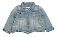 Modrá riflová bunda s kytičkami Next