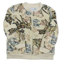 Smetanová chlupatá propínací mikina s Bambim Disney