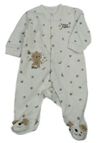 Bílý fleecový overal s hvězdičkami a medvídkem Early Days